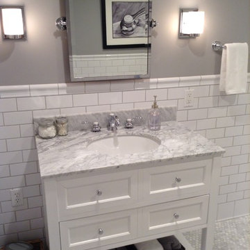 Carrara Marble & White Subway Tile Bathroom