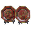 Parrot Plates and Plate Stands, Set of 2