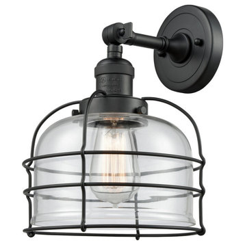 Innovations 1-LT Vintage LED Large Bell Cage 8" Sconce - Matte Black