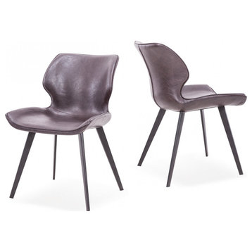Modrest Moira Modern Dark Brown Eco-Leather Dining Chair, Set of 2