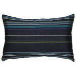 Pillow Decor Ltd. - Pillow Decor - Sunbrella Stanton Lagoon 12 x 20 Outdoor Pillow - Just as the deep blue sea meets the turquoise, blues and greens of a tropical reef, the Stanton Lagoon 12 x 20 Rectangular Outdoor Throw Pillow combines alternating stripes of dark navy blue, teal, royal blue and green. Pair it with Sunbrella True Blue, Palm Green or Aruba solid color pillows and embrace the colors of the tropics.