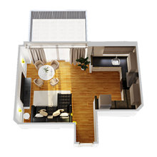 Living room and kitchen
