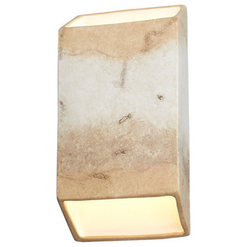 Ambiance LED ADA Outdoor Ceramic Tapered Rectangle Wall Sconce, Greco Travertine