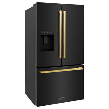 ZLINE 36" Standard Depth Refrigerator With Dispenser, Black RSMZ-W-36-BS-FG