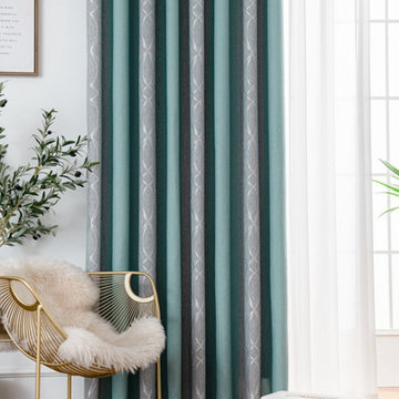 QYYL2208B Illawarra Plain Faux Linen Stripe Blackout Custom Made Curtains