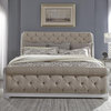 Queen Uph Sleigh Bed (520-BR-QUSL), Antique White Finish