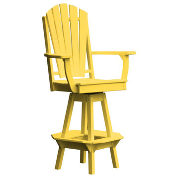 Poly Lumber Adirondack Swivel Bar Chair with Arms, Lemon Yellow