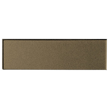 Forever 3 in x 12 in Straight Edge Glass Subway Tile in Glossy Eternal Bronze