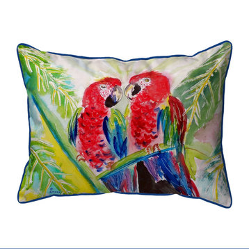 Betsy Drake Two Parrots Large Indoor/Outdoor Pillow 16x20