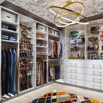 Contemporary White Walk-In Closet