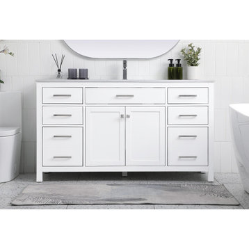60" Single Bathroom Vanity, White