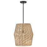 Hinkley Lighting - Hinkley Lighting Luca 1 Light 20" Pendant, Black - Lucas coastal vibe is permeated with a slightly exotic edge. The bold pendant showcases a robust, woven drum shade, and a full finished cluster for plenty of functional light offered in either Black with Black shade, Polished Chrome with Natural shade, or Black with Camel shade. Luca is part of the Lisa McDennon Collection.