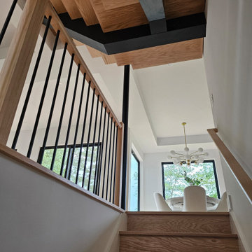 Project #124 | Contemporary Red Oak and Steel Staircase