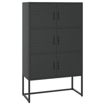 vidaXL Storage Cabinet Sideboard Cabinet for Entryway Bedroom Black Steel