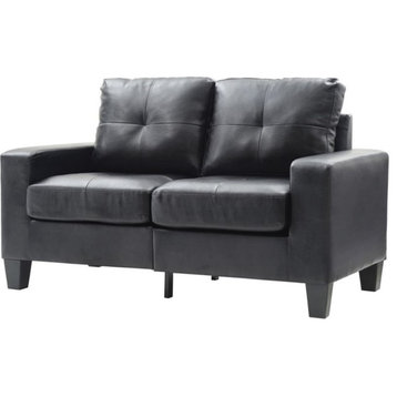 Glory Furniture Newbury Faux Leather Modular Loveseat in Black