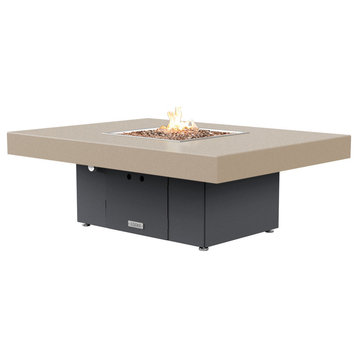 Rectangular Fire Pit Table, 48x36, Propane, Beige Top, Gray
