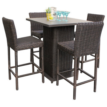 Venice Pub Table Set With Barstools 5 Piece Outdoor Wicker Patio Furniture