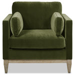 Jennifer Taylor Home - Knox 36" Modern Farmhouse Arm Chair, Olive Green Performance Velvet - The perfect blend between casual comfort and style, the Knox Seating Collection by Jennifer Taylor Home brings cozy modern feelings into any space. The natural wood base and legs make a striking combination with the luxurious velvet upholstery. The back, seat, and arm pillows are all removable and reversible for the ultimate convenience of care. Whether you're lounging alone or entertaining friends, let the Knox chair and sofa be the quintessential backdrop of your daily routine.