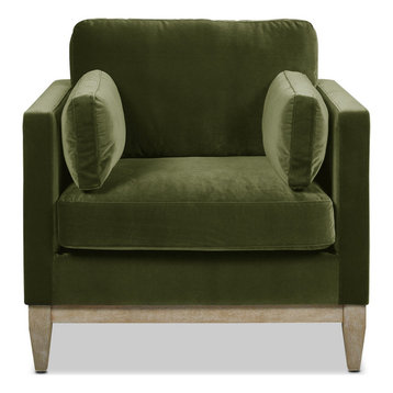 Knox 36" Modern Farmhouse Arm Chair, Olive Green Performance Velvet