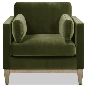 Knox 36" Modern Farmhouse Arm Chair, Olive Green