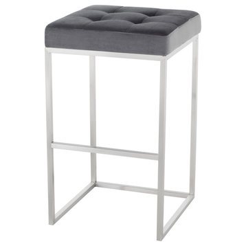 Chi Tarnished Silver Bar Stool Brushed Stainless Frame