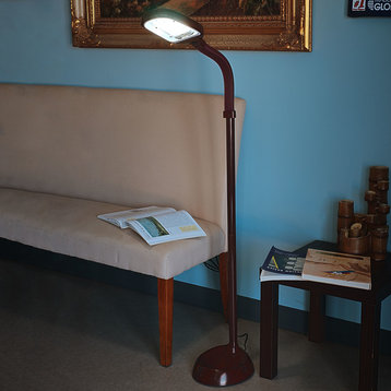 Natural Full Spectrum Sunlight Therapy Floor Lamp Lavish Home, Dark Woodgrain