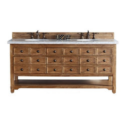 72 inch Double Sink Bathroom Vanity Solid Wood Honey Alder Finish - Bathroom Vanities And Sink Consoles