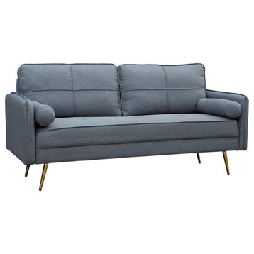 Pemberly Row Contemporary Fabric Living Room Sofa in Gray Finish