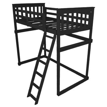 Mission Loft Bed, Black, Twin, Side Ladder