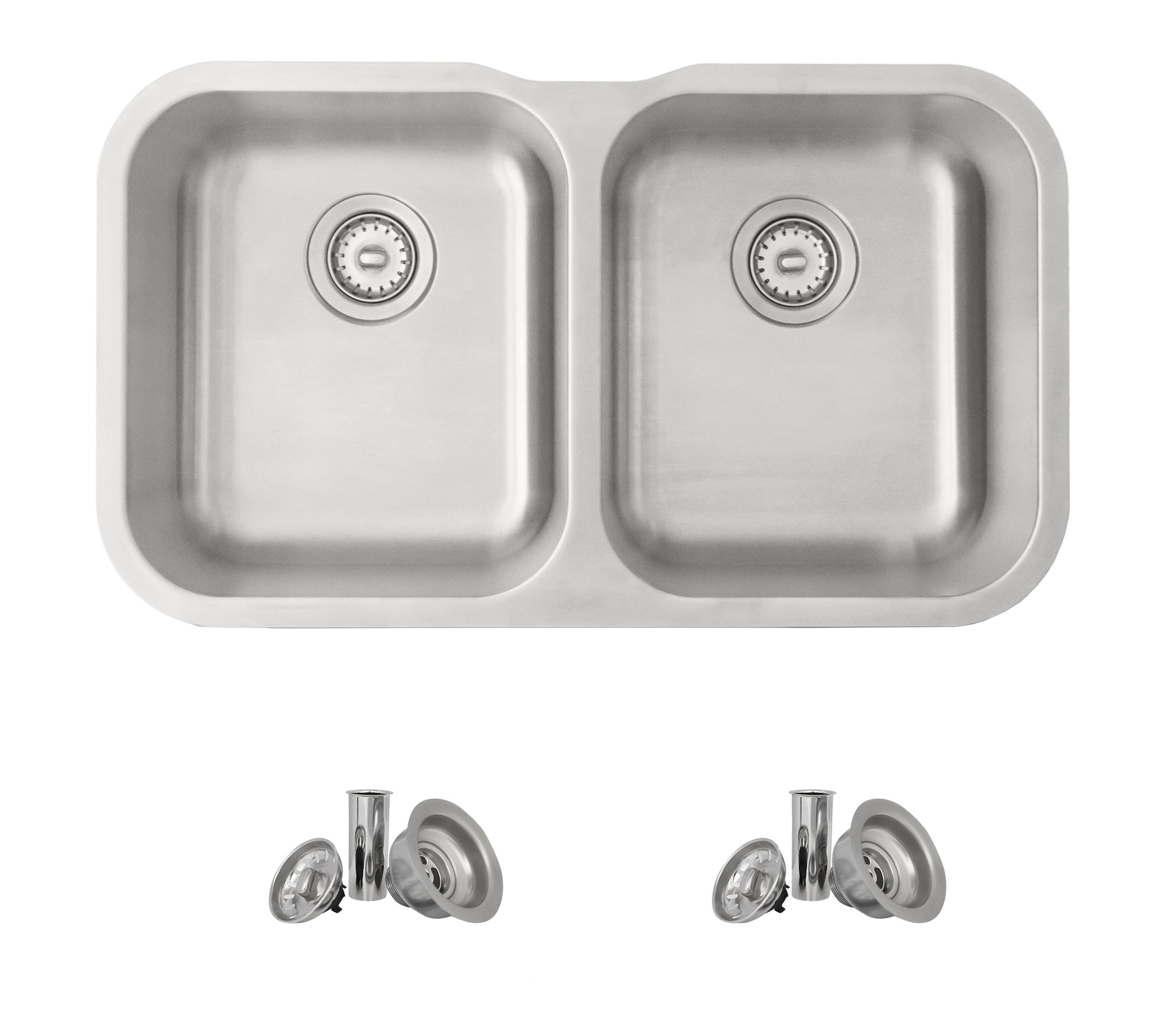 STYLISH Jaspel Dual Mount 32" Double-Bowl Stainless Steel Kitchen Sink