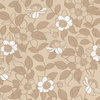 Athena Stylized Floral Wallpaper, Beige and White