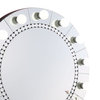 Benzara BM274652 Round Lighted Mirror, 11 Bulb Sockets, Faux Diamonds, Silver