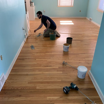 Crack filling in old floor from Excessive movement.