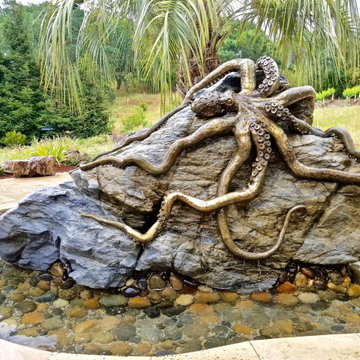 Bronze octopus fountain by Pierre Riche