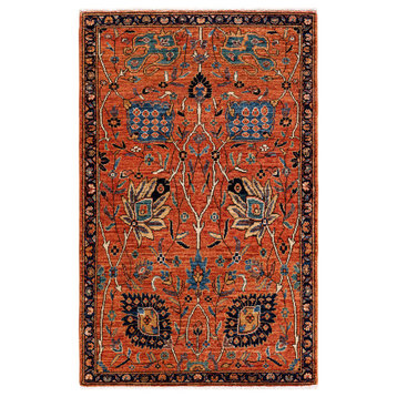 Serapi, One-of-a-Kind Hand-Knotted Runner Rug  - Orange, 3' 1" x 4' 10"