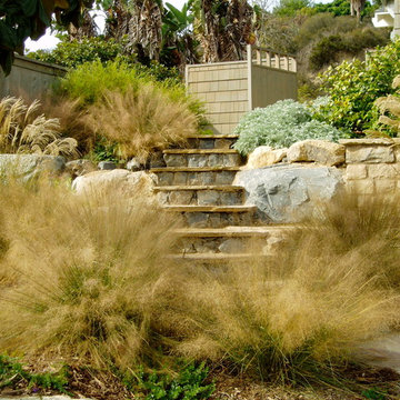 Solana xeriscape, cameron flagstone, drought tolerant, terrace retaining walls