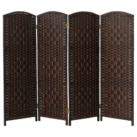 4 ft. Short Diamond Weave Fiber Room Divider Dark Mocha 4 Panel