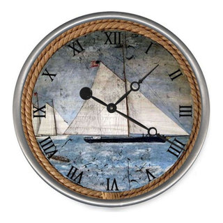 18 Vintage Nautical Sailboats Wall Clock - Beach Style - Wall Clocks - by  UStradeENT LLC