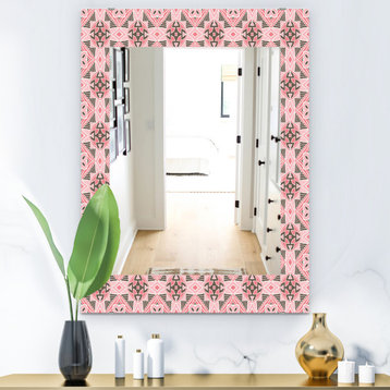 Designart Pink Spheres 3 Bohemian And Eclectic Frameless Wall Mirror, 24x32