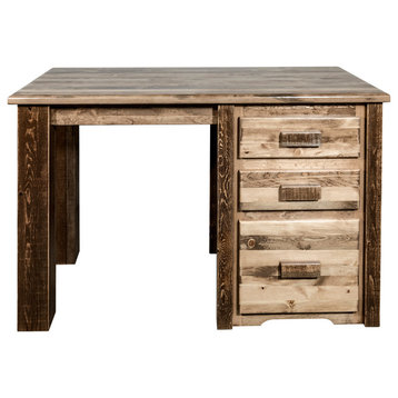 Montana Log Collection Wood Office Desk In Stain And Lacquer Finish MWHCODSL