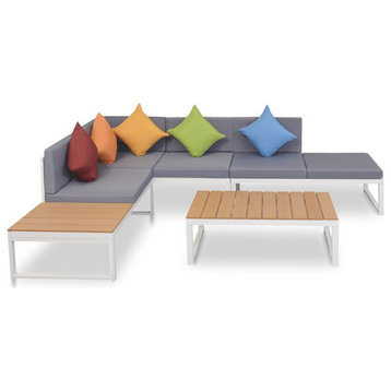 vidaXL Patio Furniture Set 4 Piece Patio Sofa Set with Table Aluminum and WPC