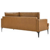 Modway Evermore Modern Style Vegan Leather and Metal Sofa in Tan