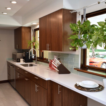 Contemporary Walnut Kitchen. Dura Supreme Cabinetry