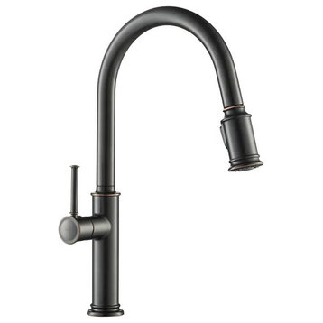 Elegant Kitchen Faucet, Single Handle & Pull Down Sprayer, Oil Rubbed Bronze