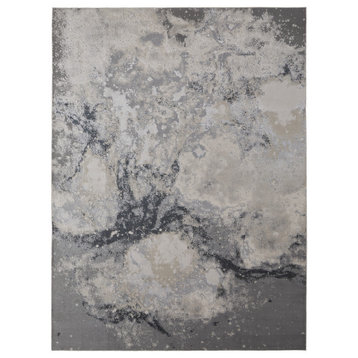 Oria Industrial Abstract Area Rug, Gray/Ivory, 8'x10'