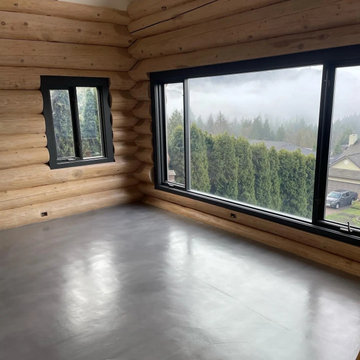 Microcement Floor in Log Home in Squamish, BC