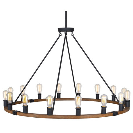Kira Home Homestead 48" Farmhouse Wagon Wheel Chandelier, Foyer Chandelier, Warm