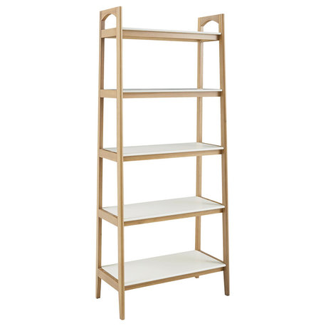Madison Park Parker Mid-Century Modern Natural Wood Bookshelf, Natural