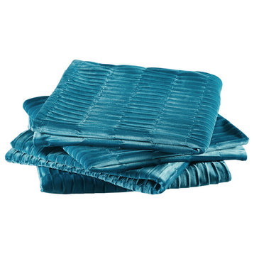 Pleated Velvet Pillow Covers, Set of 2, Storm Blue, 26"x26"