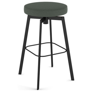 Tanner Swivel Counter, Bar Stool, Blue & Green Boucle Polyester / Black Metal, Counter Height